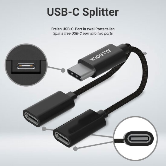 Cable Double Adaptateur port USB-C avec prise Jack 3.5 mm pour