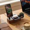 ALLDOCK Smartboost Walnuss - 3-in-1 MagSafe Design Ladestation 35W - iPhone 16 15W MagSafe, Apple Watch & AirPods kabellos laden