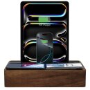 ALLDOCK Pro Max Walnuss - 6-Port USB-C Design Ladestation 160W - 2 Qi-Ladeflächen für bis zu 7 Geräte - Made in Germany
