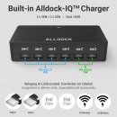 ALLDOCK Pro Max Walnuss - 6-Port USB-C Design Ladestation 160W - 2 Qi-Ladeflächen für bis zu 7 Geräte - Made in Germany
