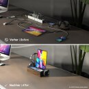 ALLDOCK Pro Max Walnuss - 6-Port USB-C Design Ladestation 160W - 2 Qi-Ladeflächen für bis zu 7 Geräte - Made in Germany