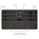 ALLDOCK Pro Max Walnuss - 6-Port USB-C Design Ladestation 160W - 2 Qi-Ladeflächen für bis zu 7 Geräte - Made in Germany